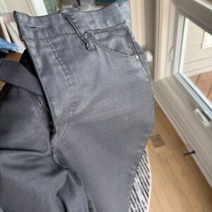 Kut from the Kloth Meg Fab AB wide leg coated charcoal jeans. Size 0